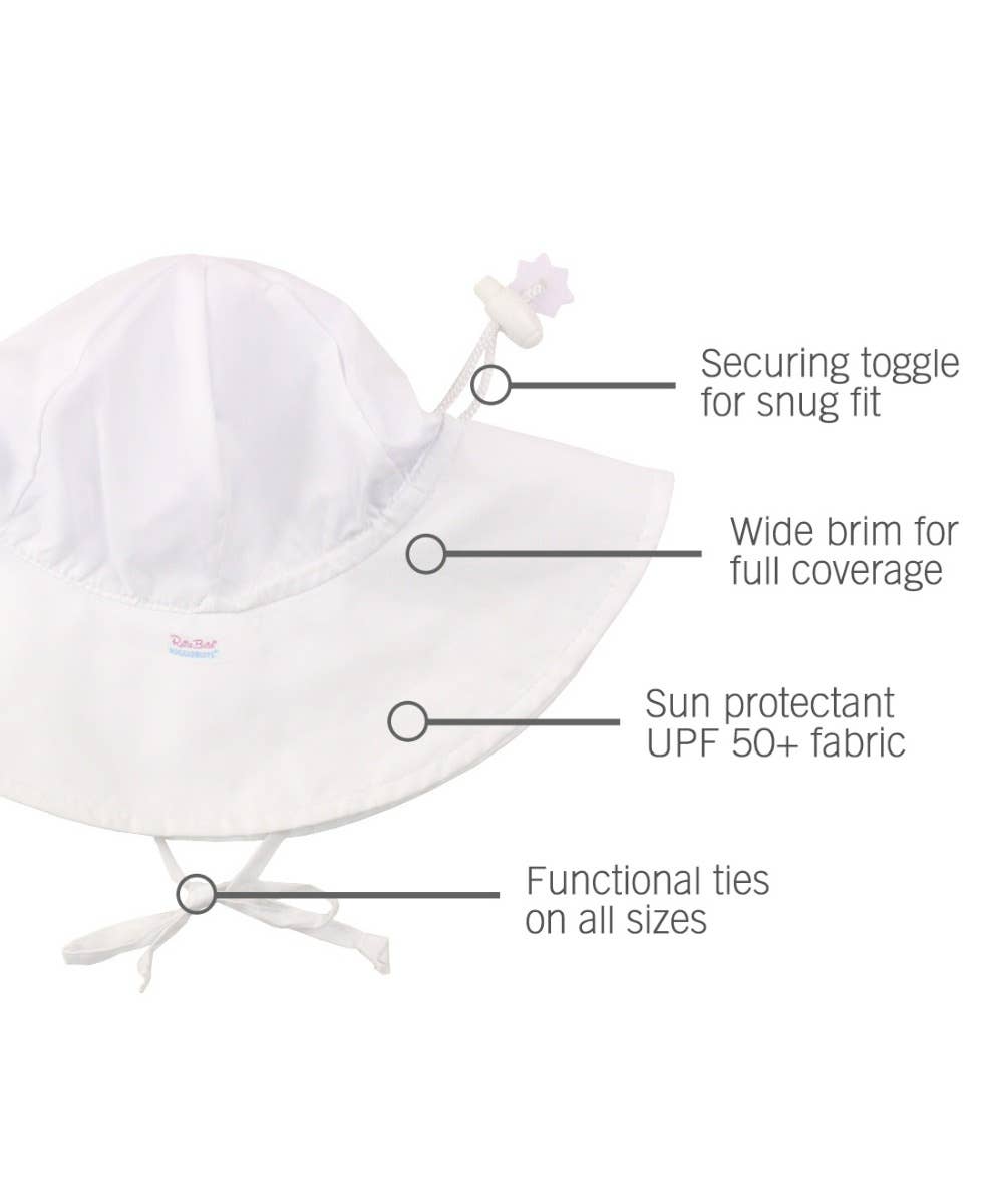 Kids White Sun Protective Hat: 0-6m