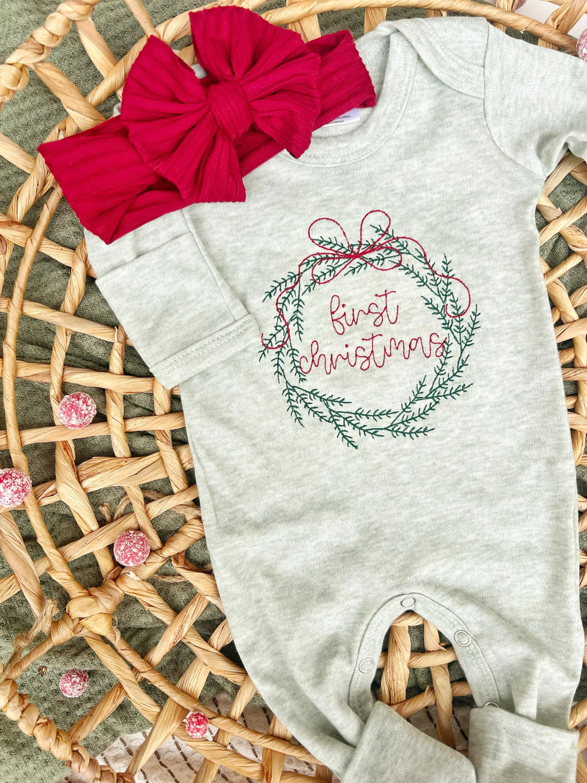 First Christmas Wreath Outfit