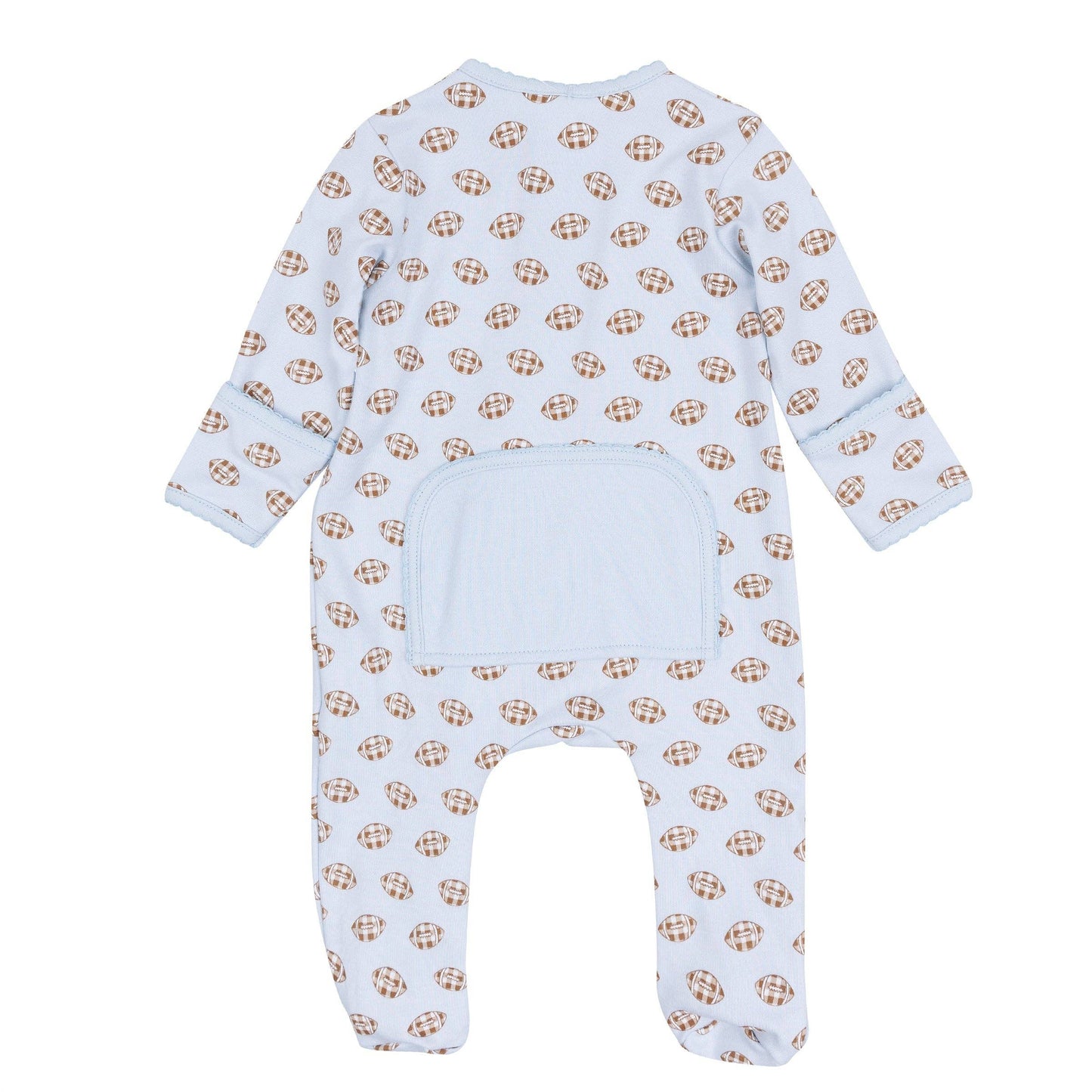 Magnolia Baby Tiny Tailgater Print Zip Footie - Light Blue