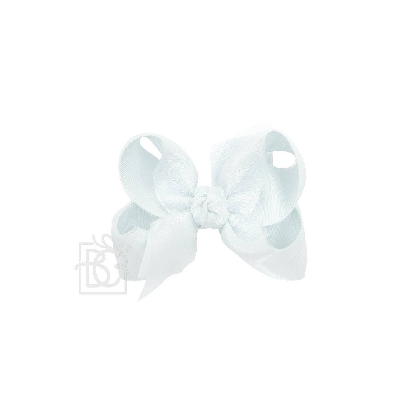 LAYERED ORGANZA/GROSGRAIN BOW ON CLIP: 6.5" Jumbo - 2.25" Ribbons on Lg. Alligator Clip / COPEN