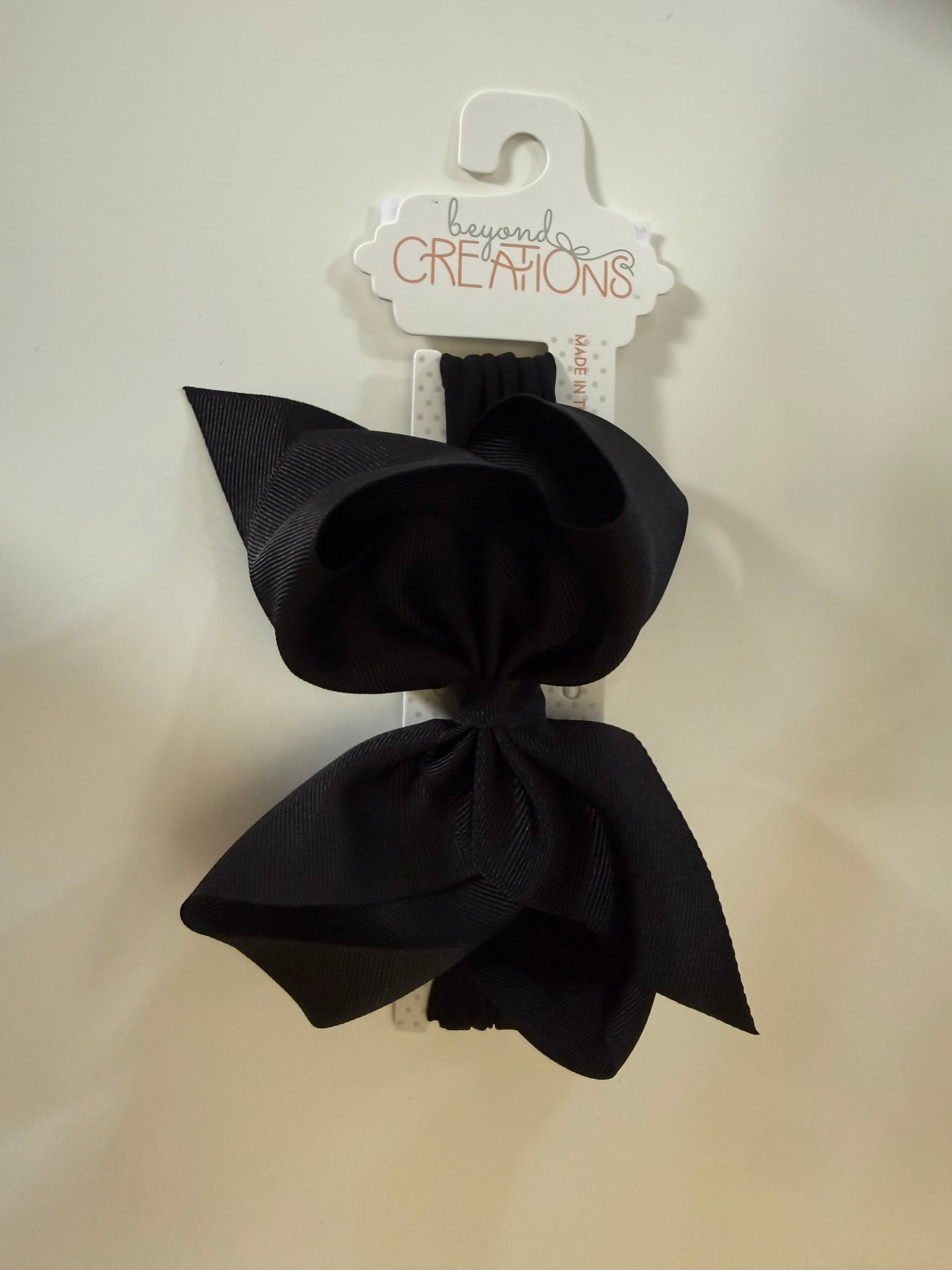 Beyond Creations Black Bow With Pantyhose Headband: Size 1 (3 months & up)