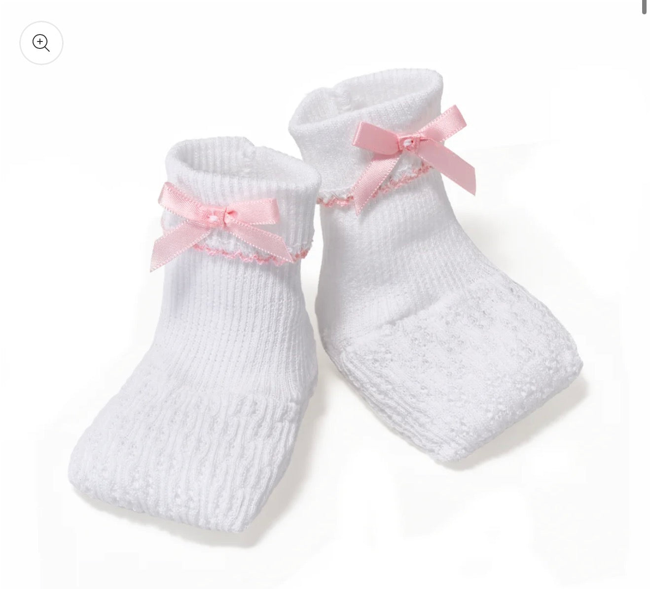 Paty Knit Booties White with Pink Bow