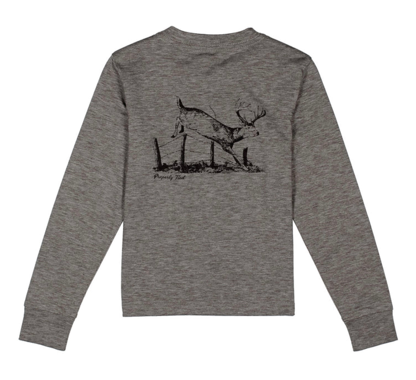 Properly Tied Boys Portland Pocket Tee LS Jumping Buck Gravel