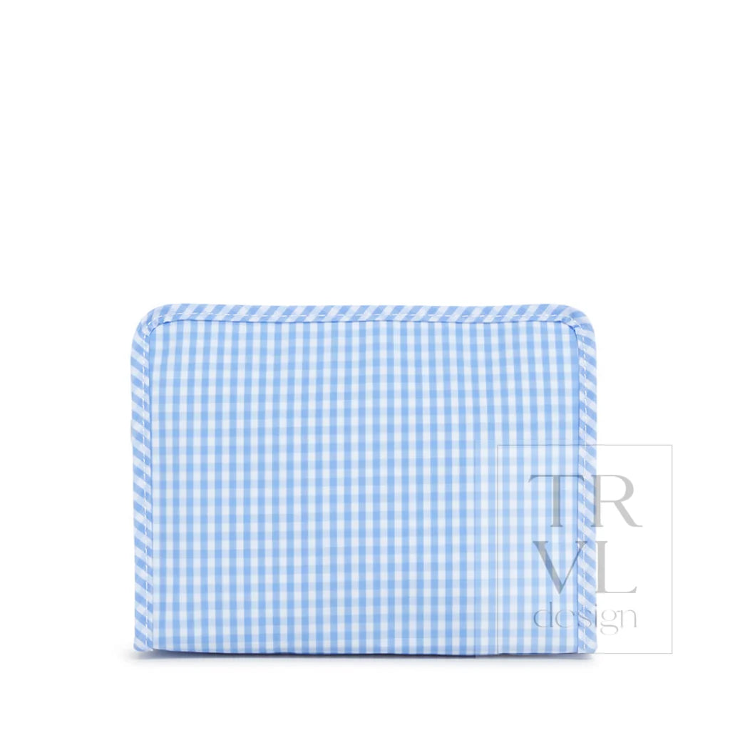 TRVL Design Roadie Medium Zip Pouch-GINGHAM SKY