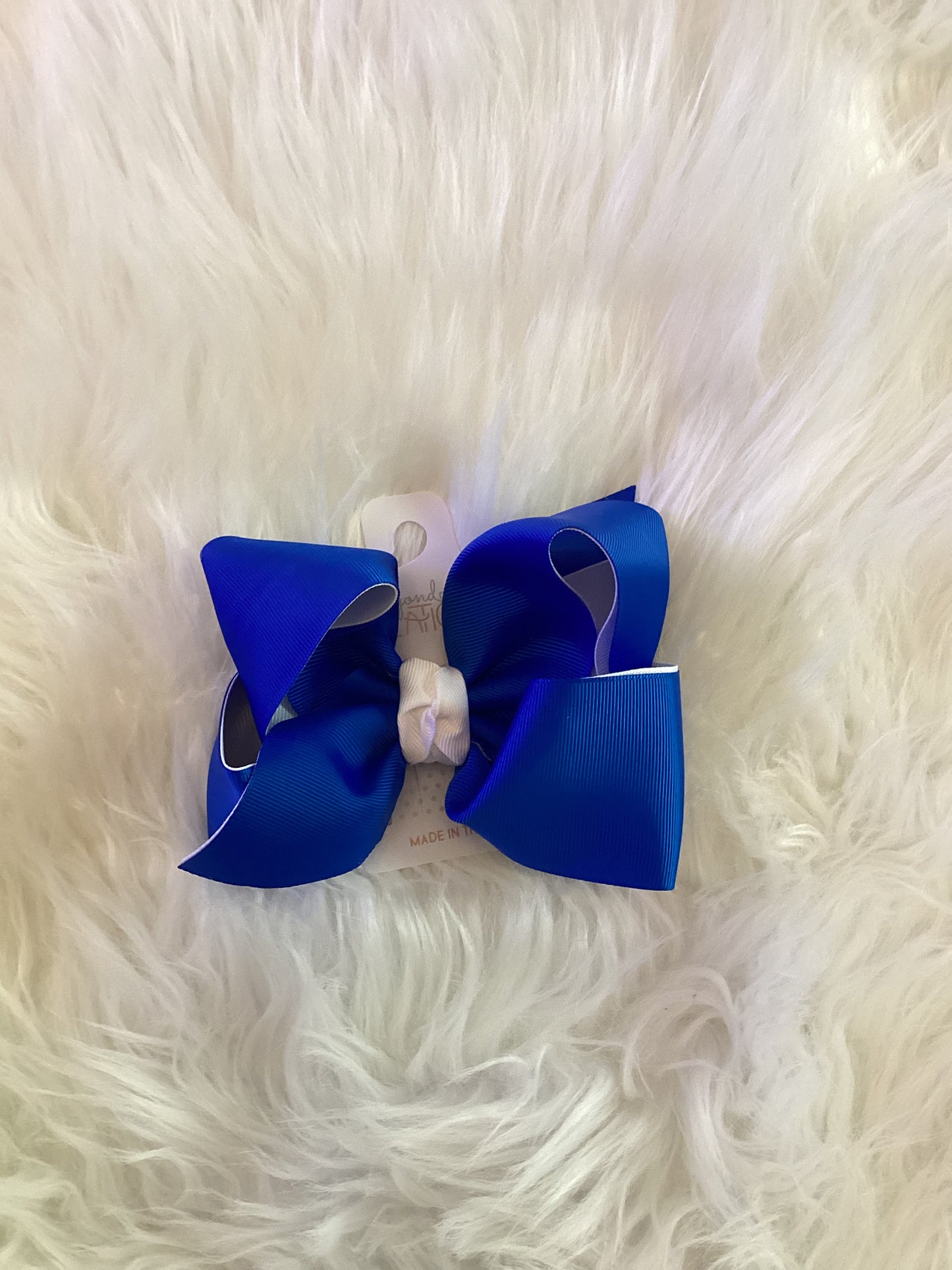 Beyond Creations White/Electric Blue Collegiate Hair Bow