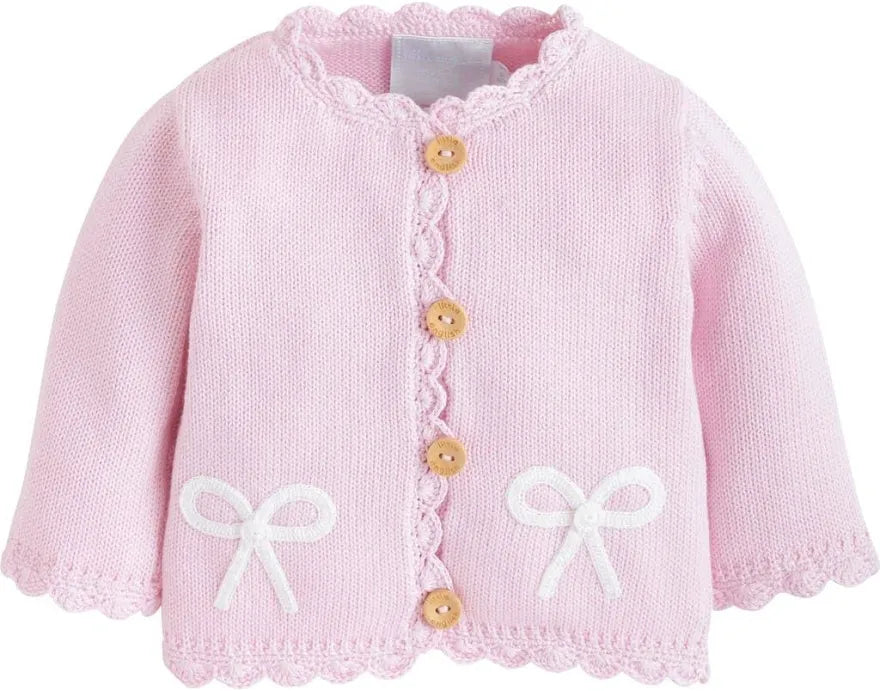 Little English Crochet Cardigan - Pink Bow