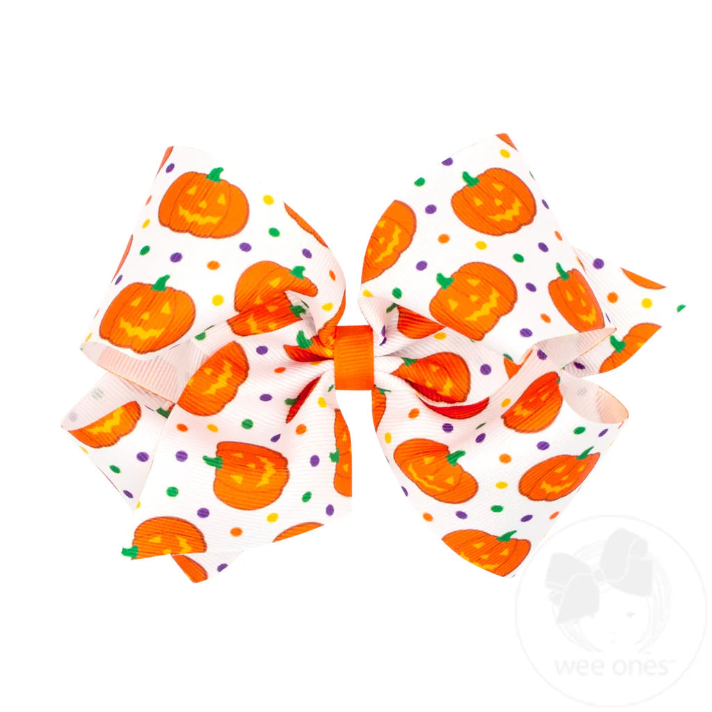 Wee Ones King Halloween Polka Dot Print Hair Bow