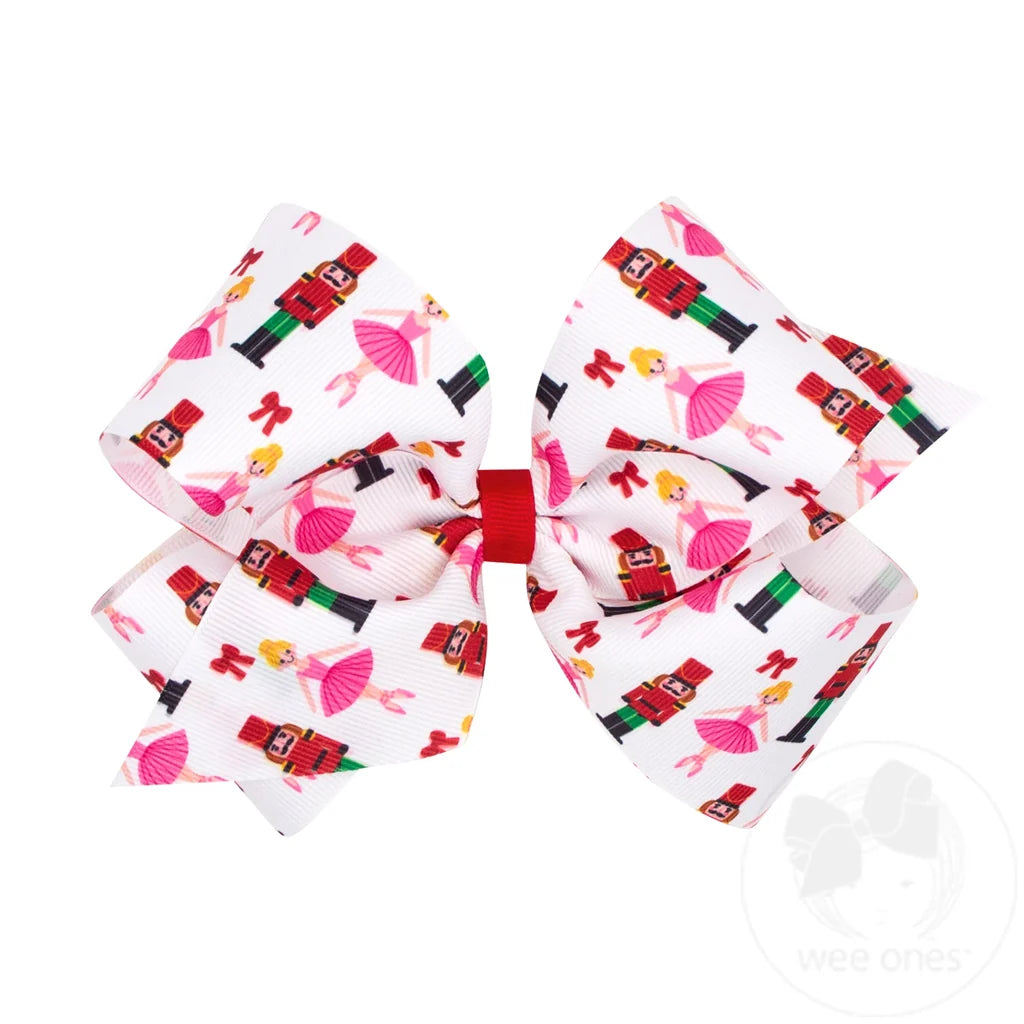 Wee Ones King Nutcracker Print Christmas Hair Bow
