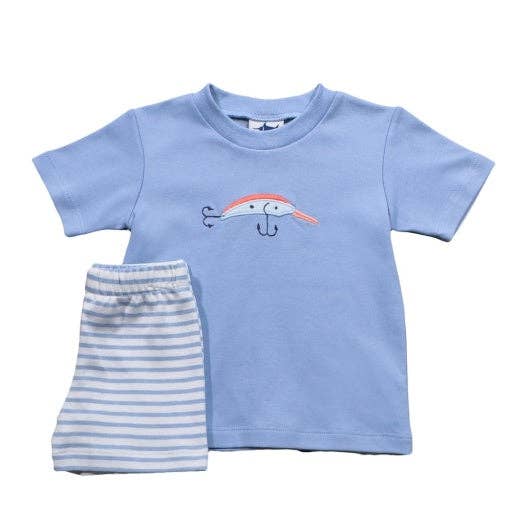 Saltwater Boys Co. Lure 2 Piece Short Set: Light Blue Stripe