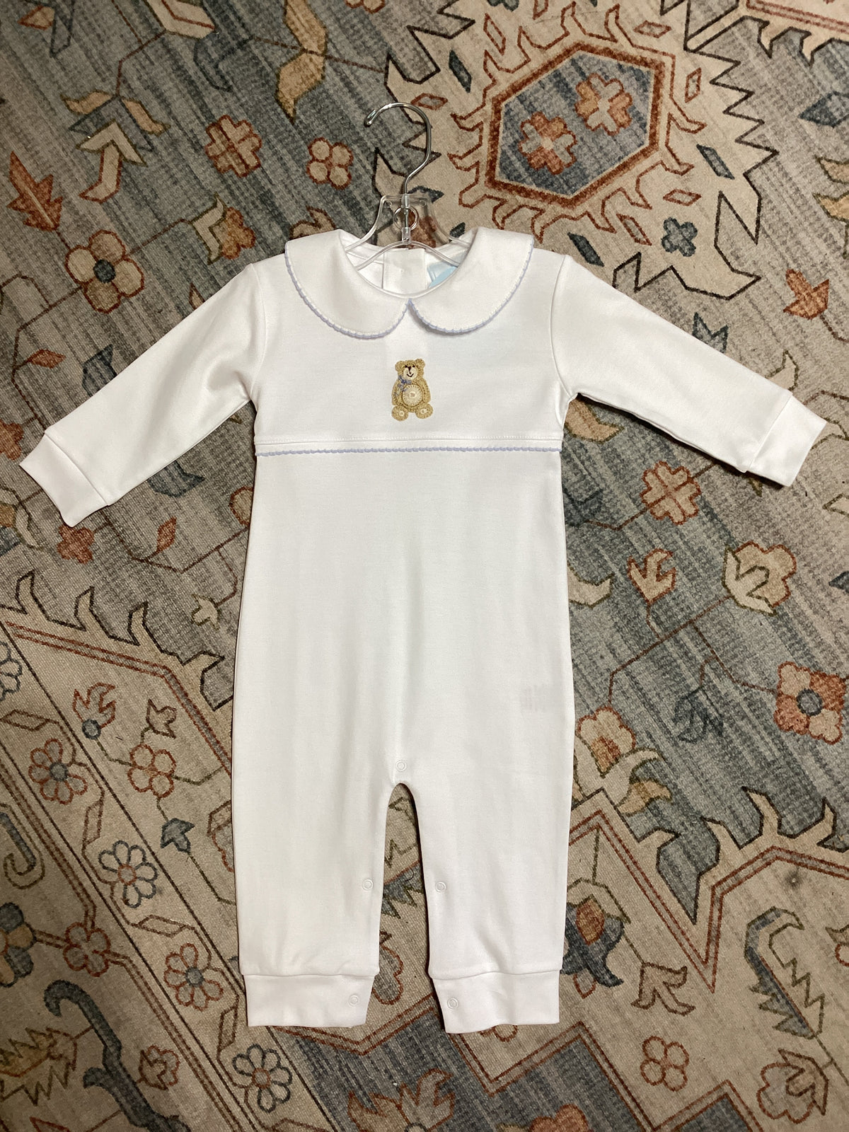 Little English Crochet Playsuit - Blue Teddy Bear