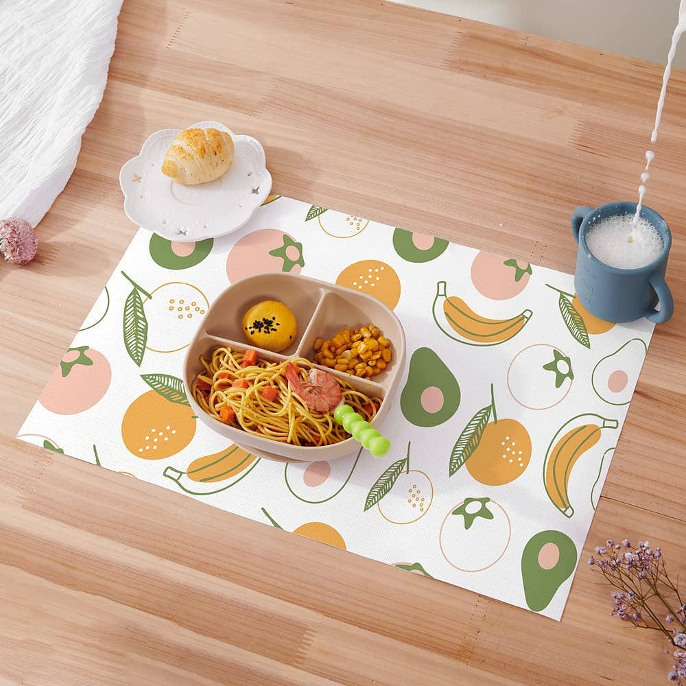 Disposable Placemats for Kids Stick-On: 20 Pack / Fruits