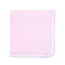 Magnolia baby- mini stripes ruffle receiving blanket-pink