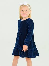 Rufflebutts- dark navy long sleeve drop waist dress
