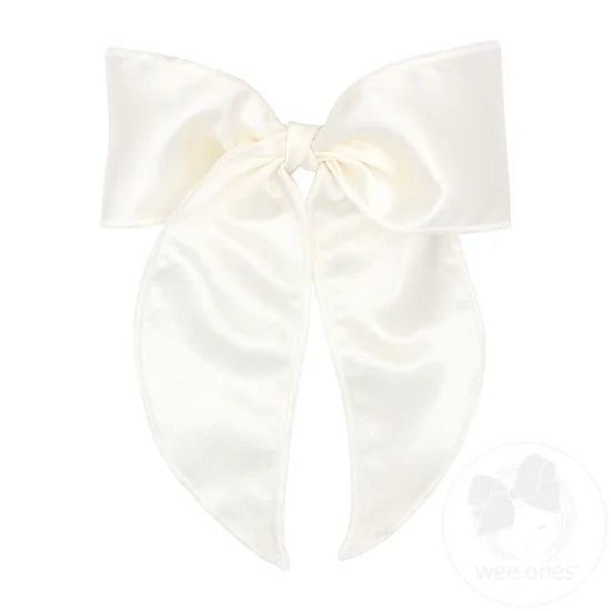Wee Ones Medium Satin Bow- Off White