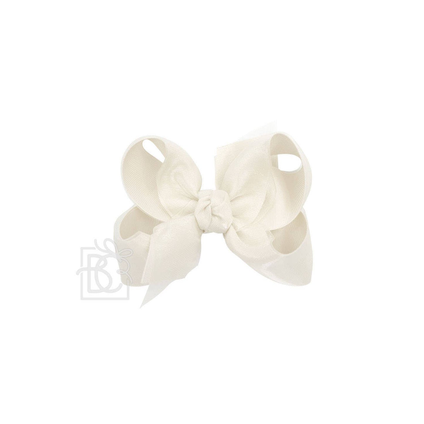 LAYERED ORGANZA/GROSGRAIN BOW ON CLIP: 6.5" Jumbo - 2.25" Ribbons on Lg. Alligator Clip / COPEN
