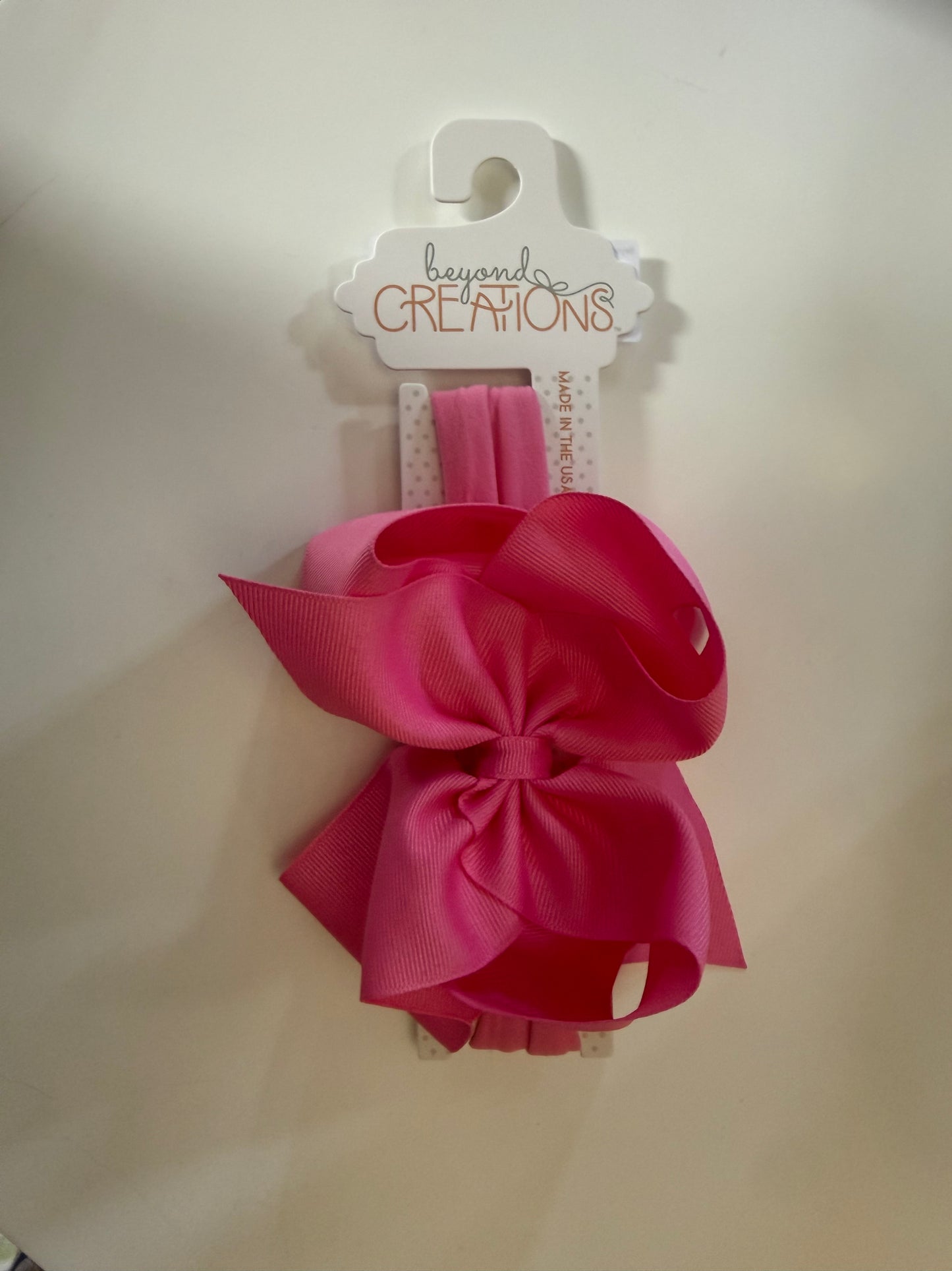 Beyond Creations Hot Pink Bow With Pantyhose Headband: Size 1 (3 months & up)