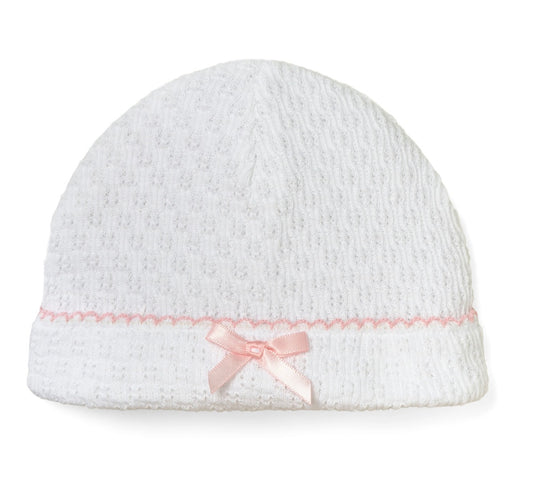 Paty Knit Saylor Beanie White with Pink Bow