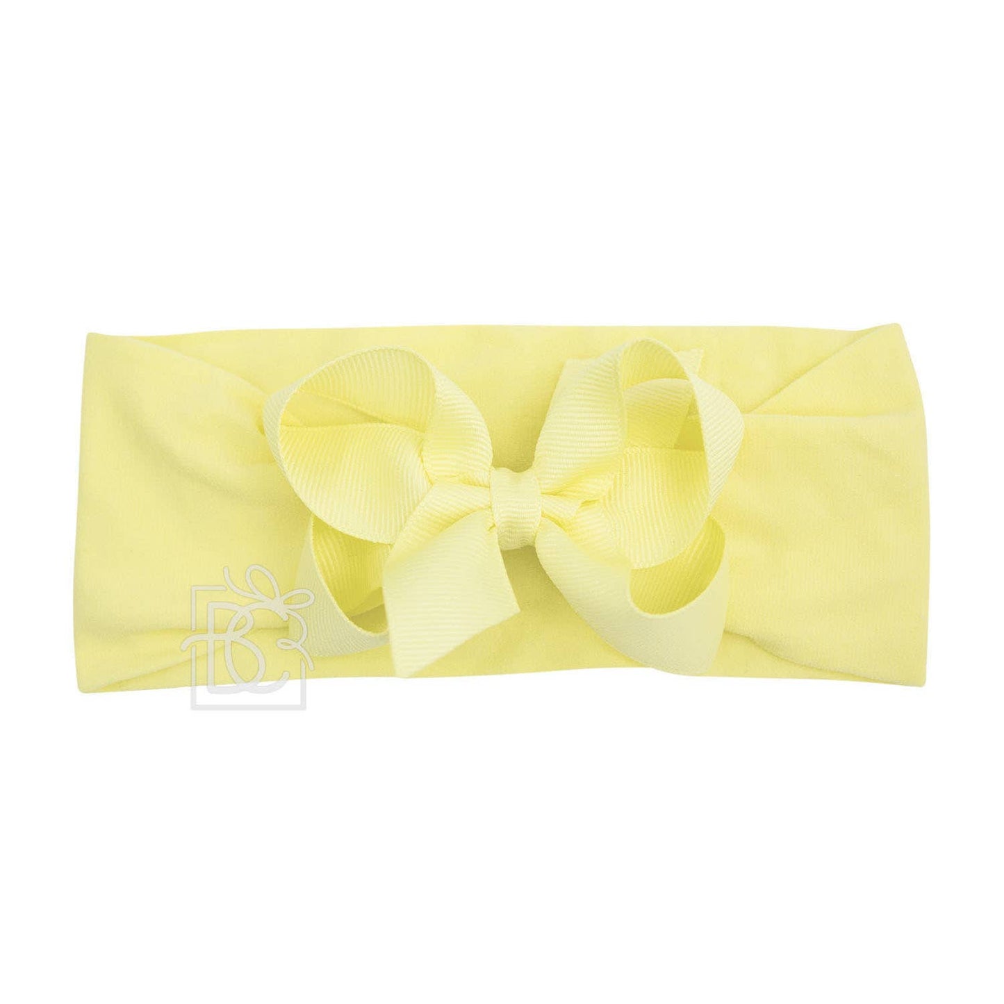 WIDE PANTYHOSE HEADBAND W/CLASSIC GROSGRAIN BOW: LIME JUICE / 3+ Months / 5.5" Huge