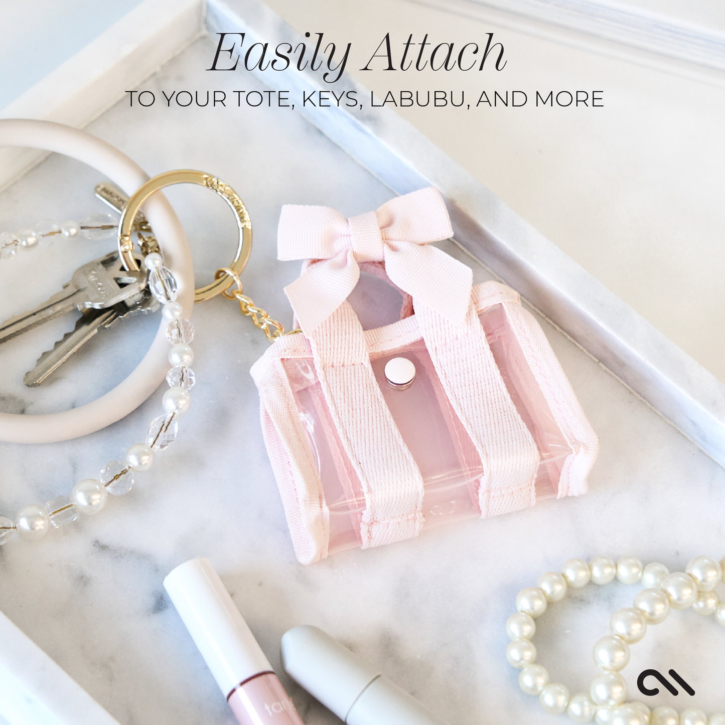 Case-Mate Tini Tote Keychain Charm: Ballet Pink Bow