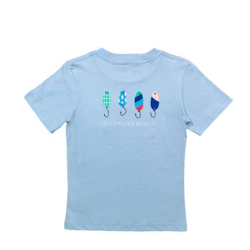 Saltwater Boys Co. Lures Graphic Tee: Light Blue