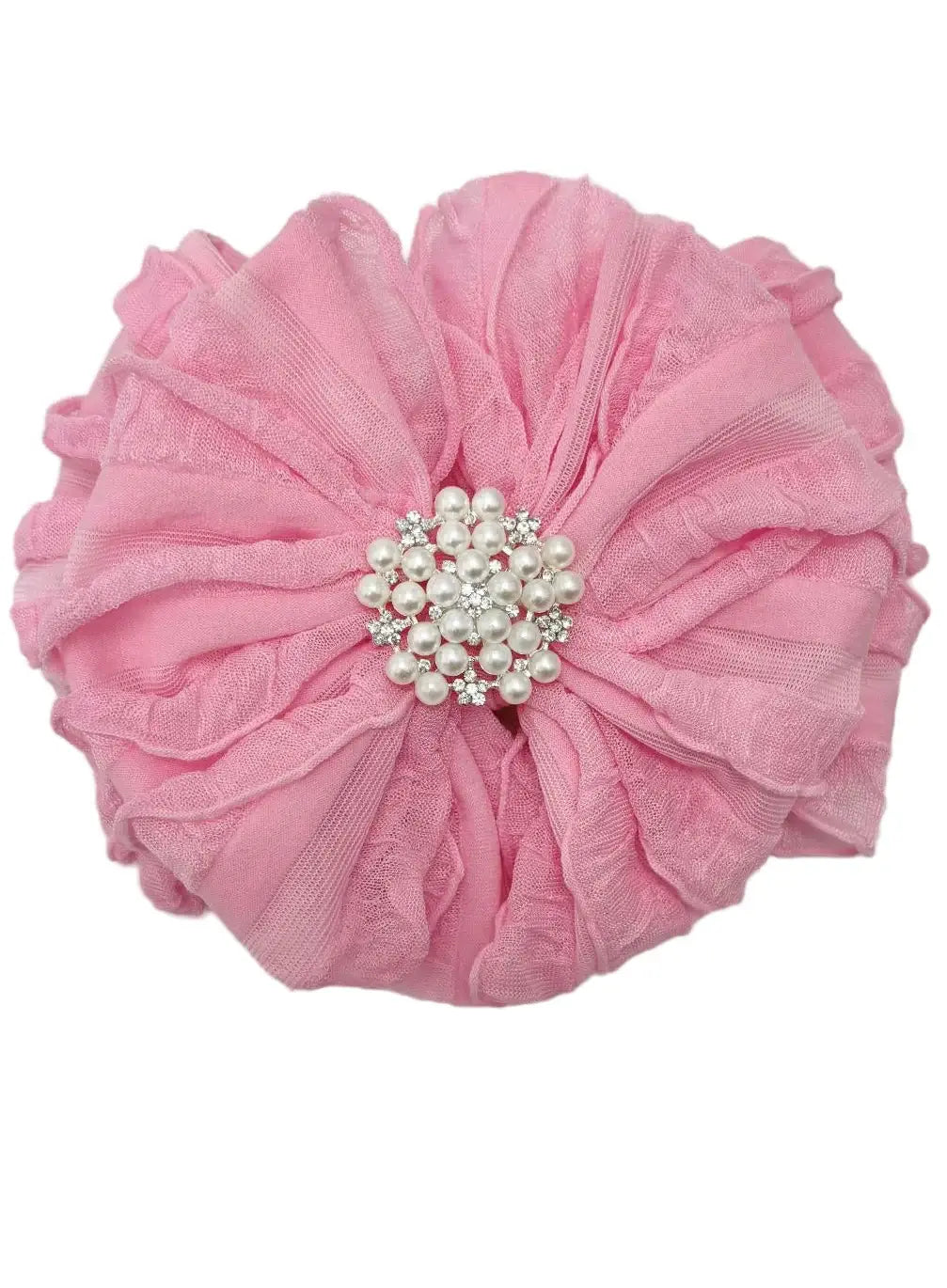Pearl Ruffled Headband: White