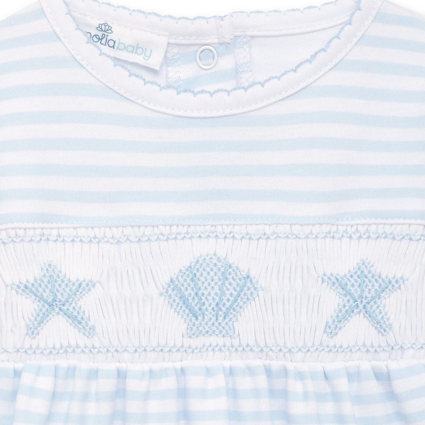 Magnolia Baby Coastal Treasures Smocked Footie - Light Blue