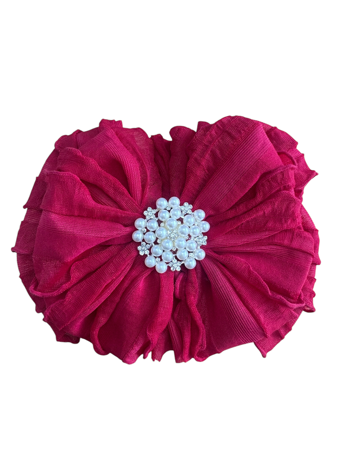 Pearl Ruffled Headband: Sweet Pink