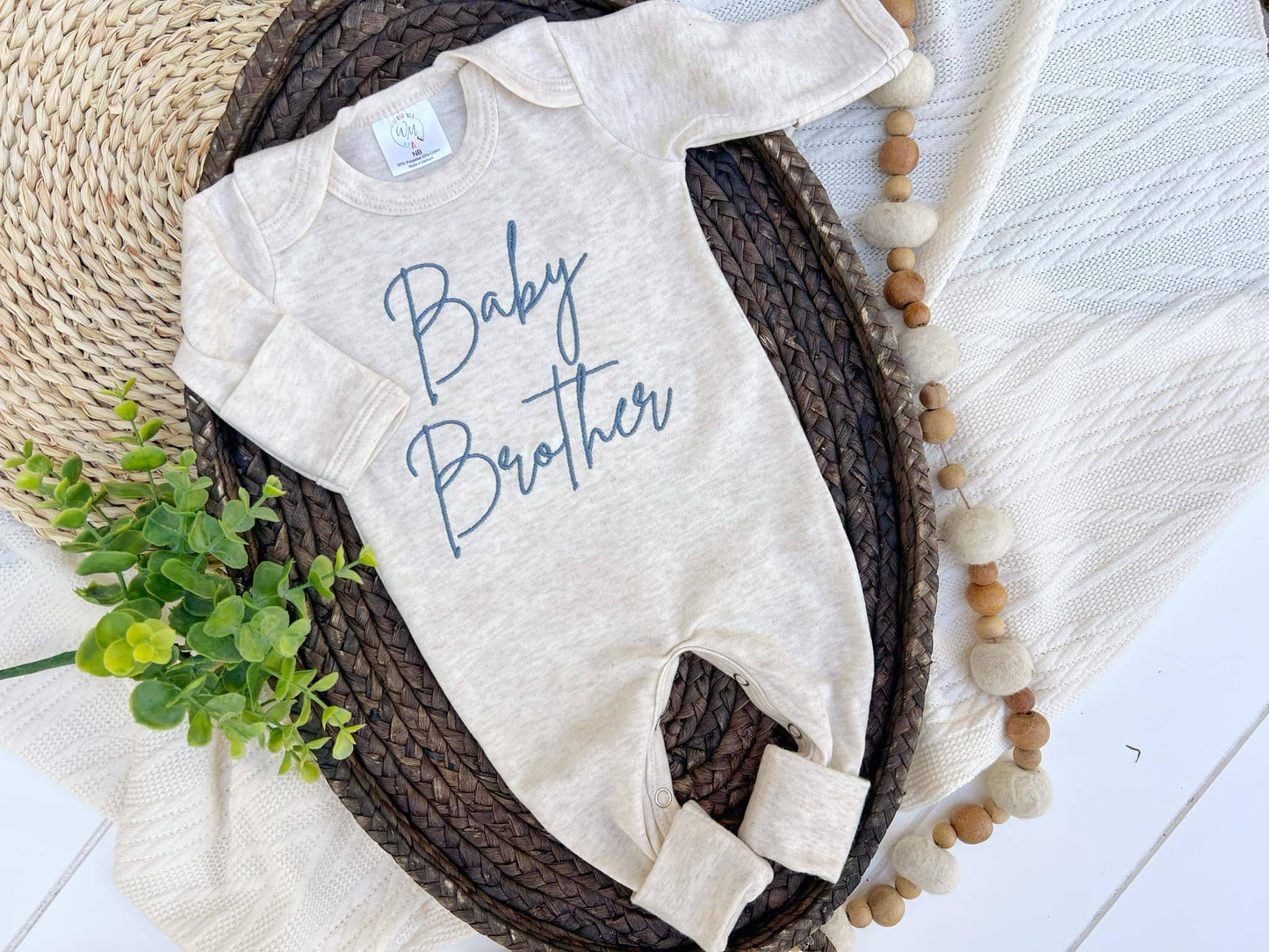 Baby Romper | Baby Brother Blue | Romper and hat set