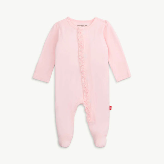 Magnetic Me-Pink Dogwood Modal Magnetic Ruffle Footie