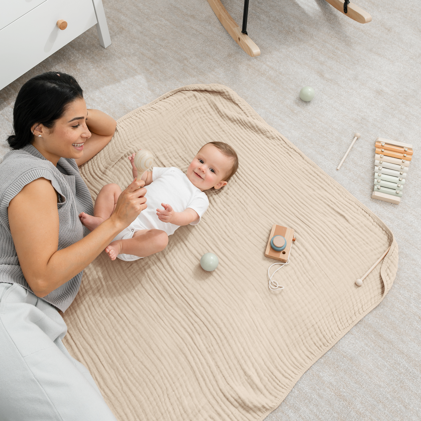 Comfy Cubs Muslin Baby Blanket, 40" x 40" Swaddle Blanket