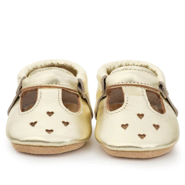 BirdRock Baby- mary jane baby moccosins | gold