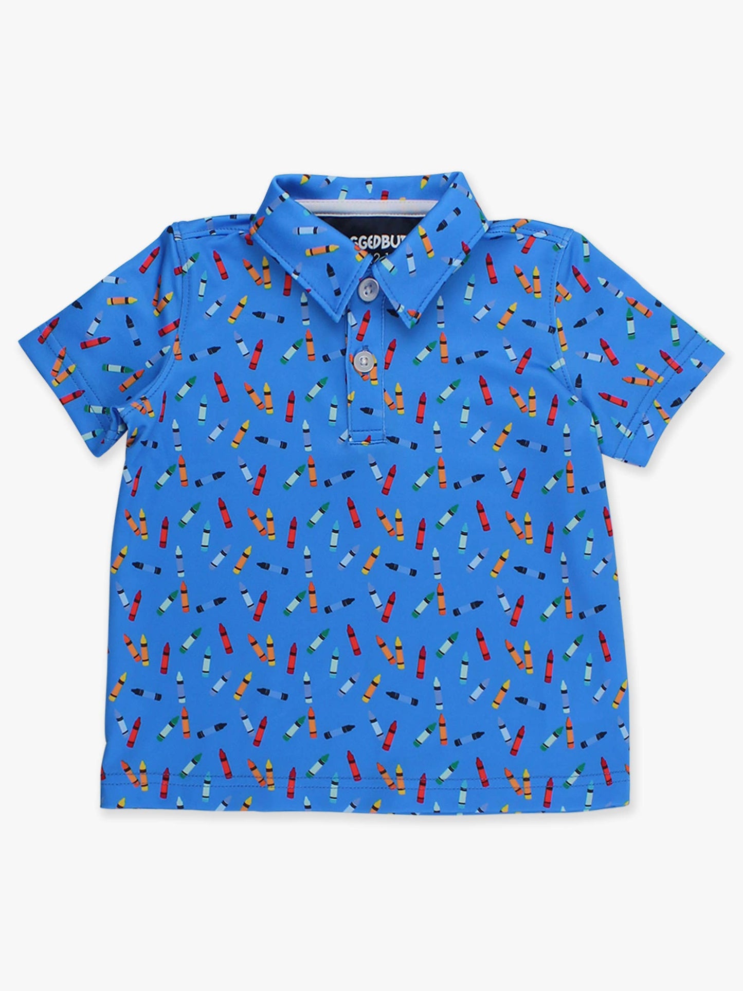 Boys Tiny Crayons Knit Short Sleeve Performance Polo: Blue