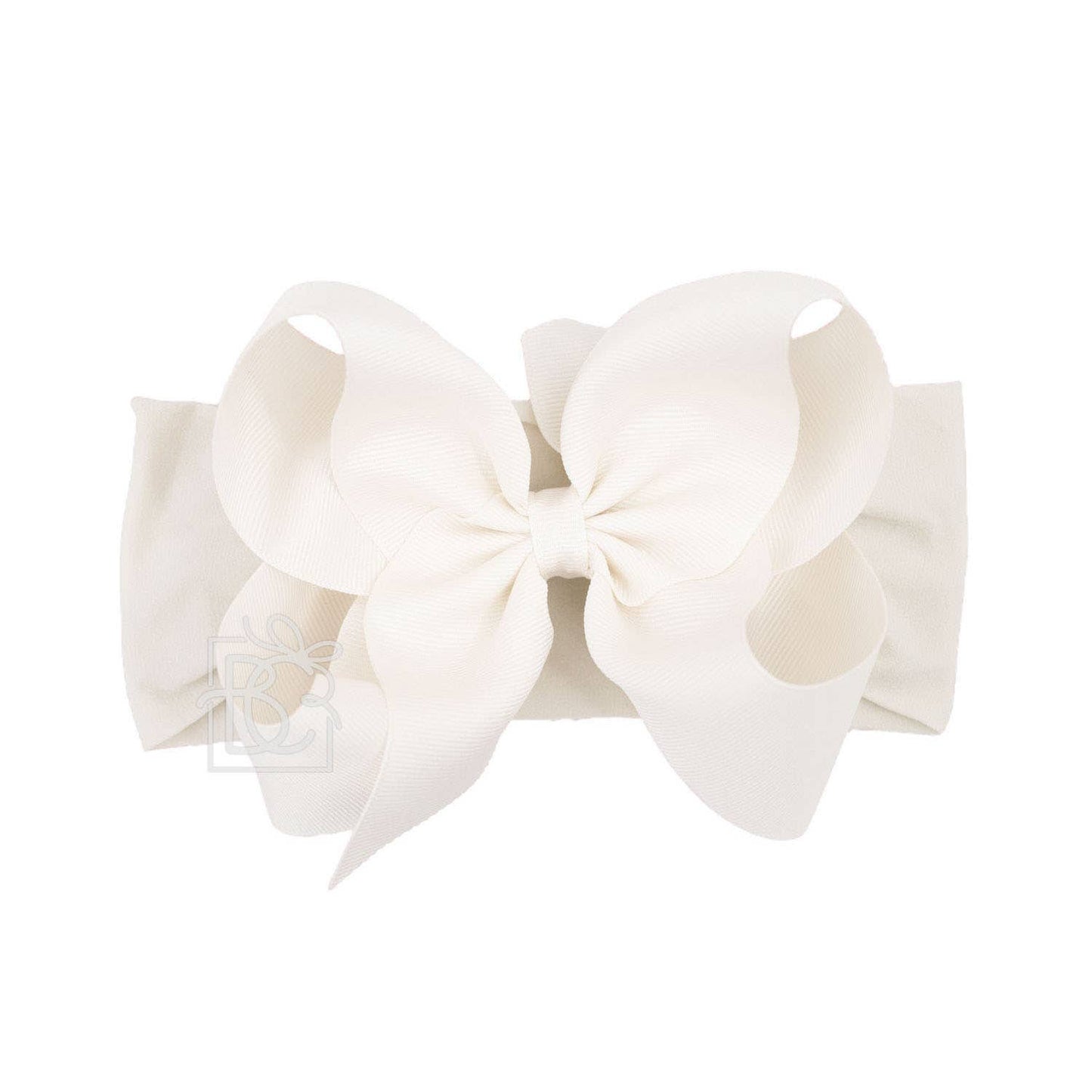 WIDE PANTYHOSE HEADBAND W/CLASSIC GROSGRAIN BOW: ANTIQUE WHITE / 0-3 Months / 5.5" Huge