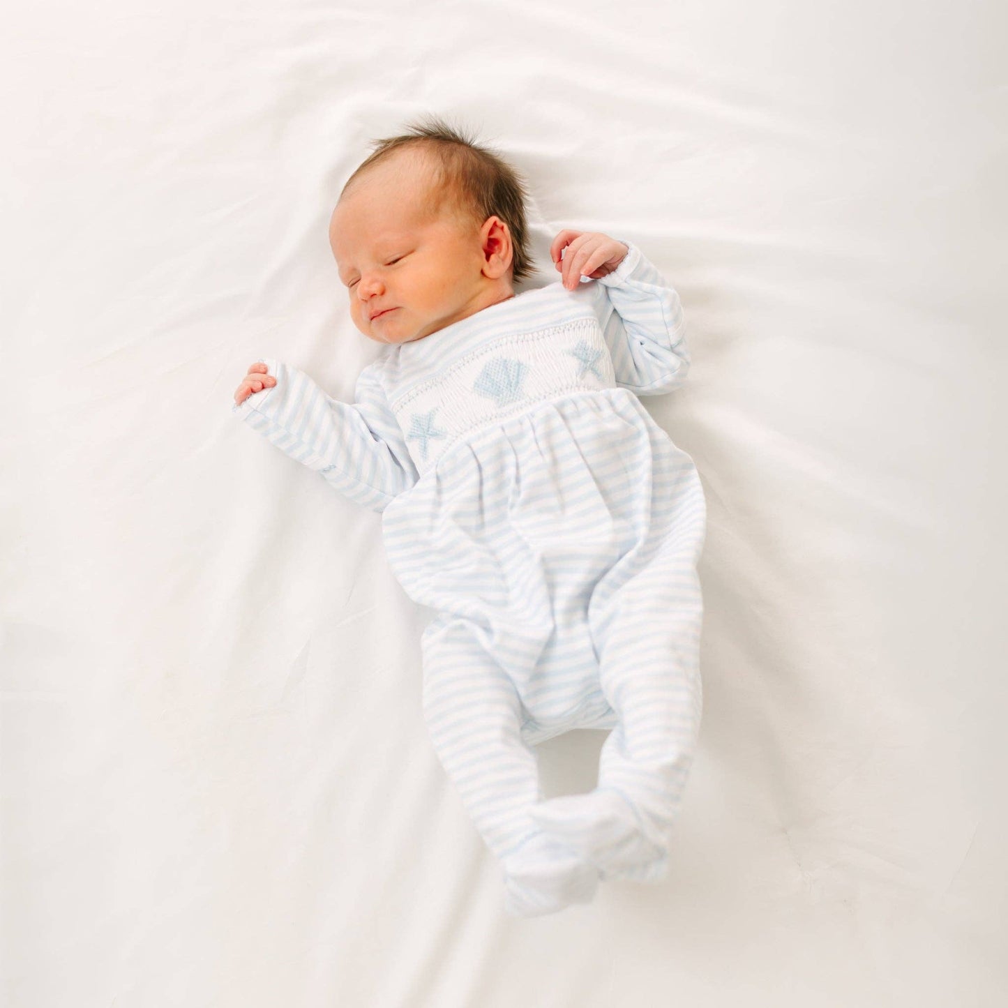 Magnolia Baby Coastal Treasures Smocked Footie - Light Blue