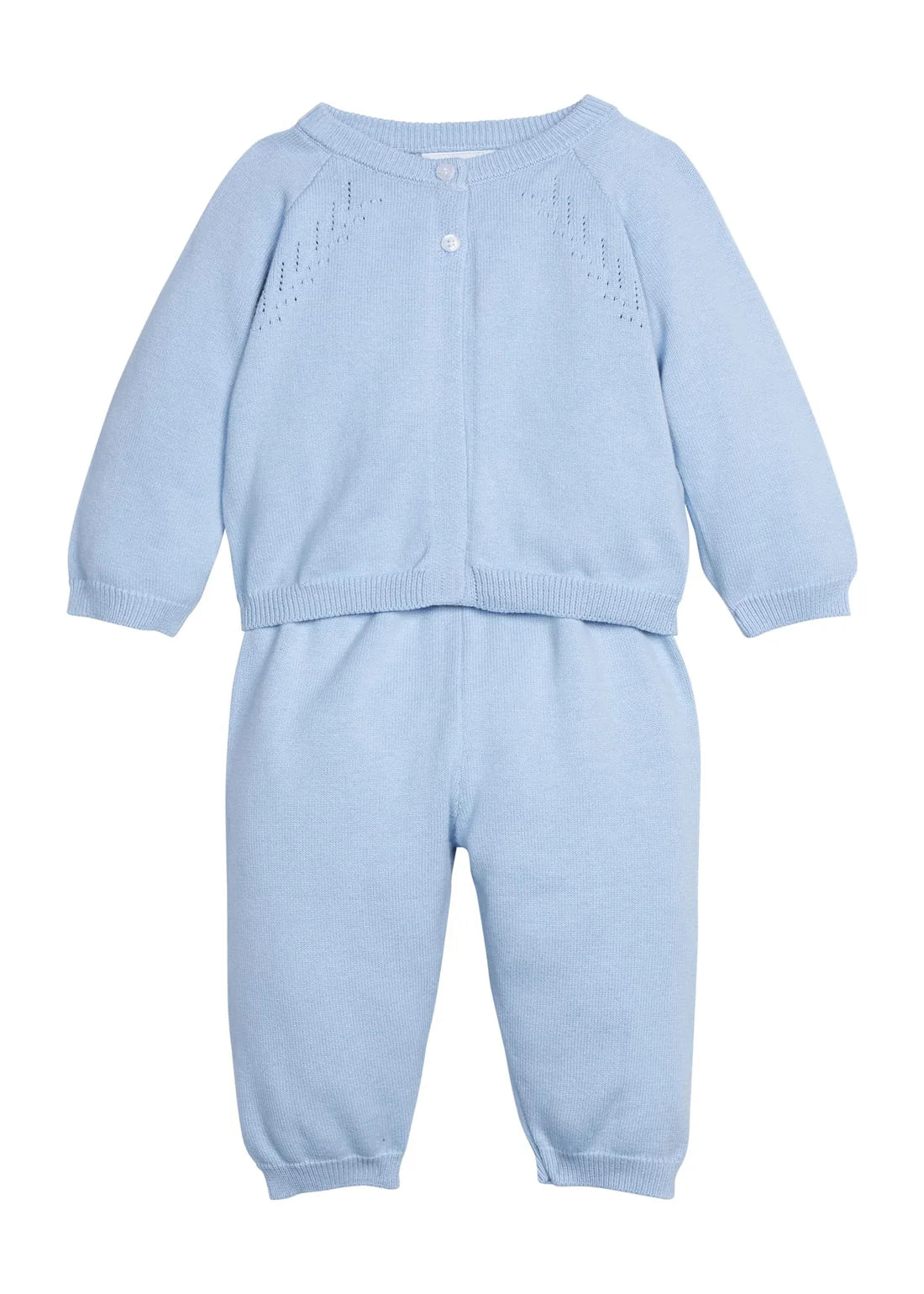 Little English Pointelle Knit Set - Little Blue