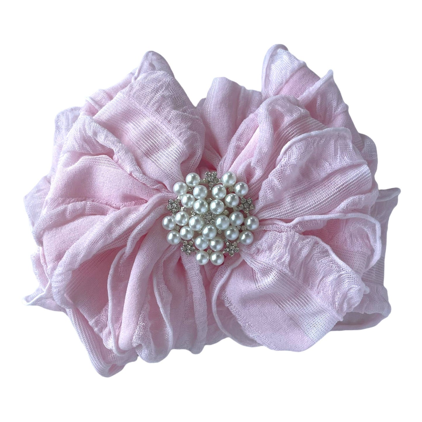 Pearl Ruffled Headband: Sweet Pink