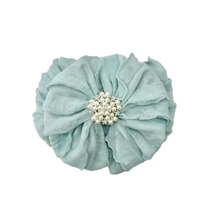 Pearl Ruffled Headband: Sweet Pink