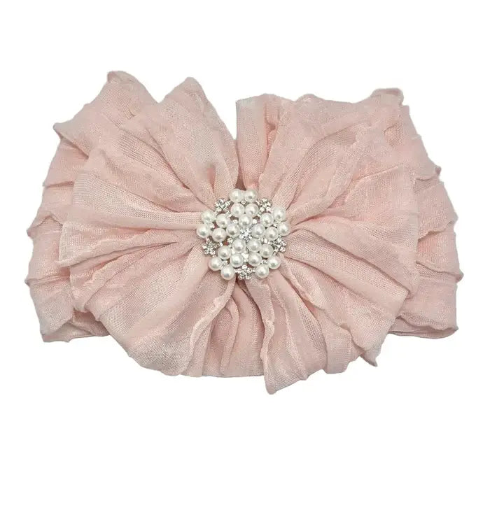 Pearl Ruffled Headband: Sweet Pink