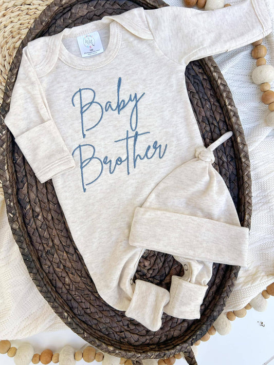 Baby Romper | Baby Brother Blue | Romper and hat set