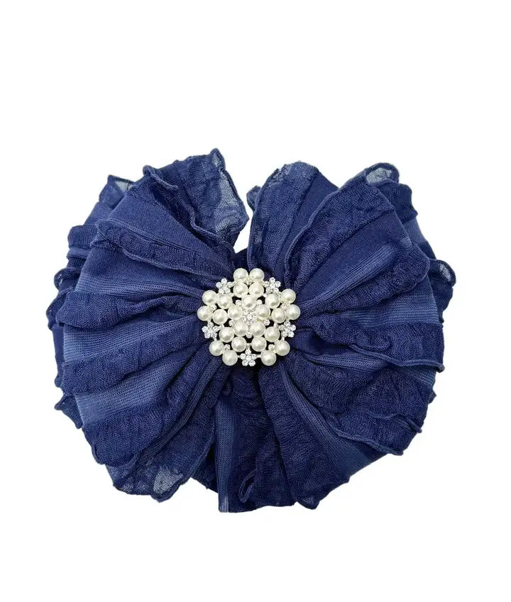 Pearl Ruffled Headband: White