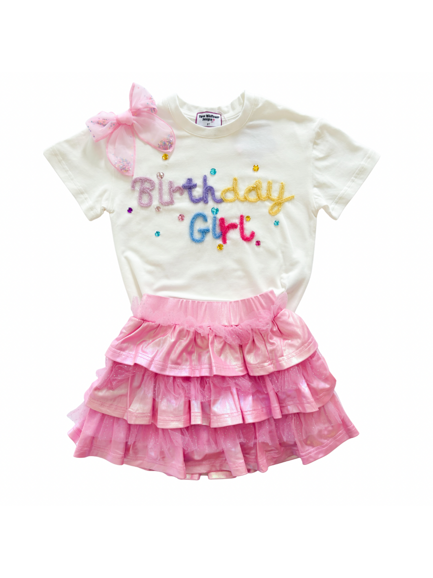 Pink Metallic and Tulle Layered Skort: 3T