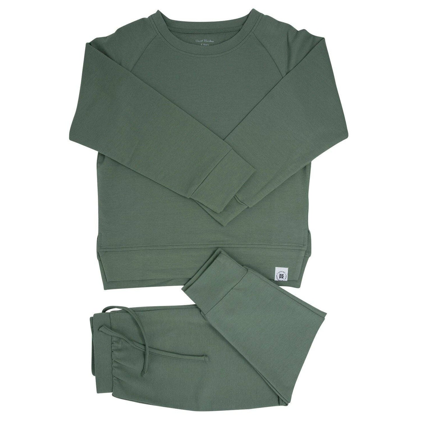 Sweet Bamboo Crew Neck Jogger Set Army Green