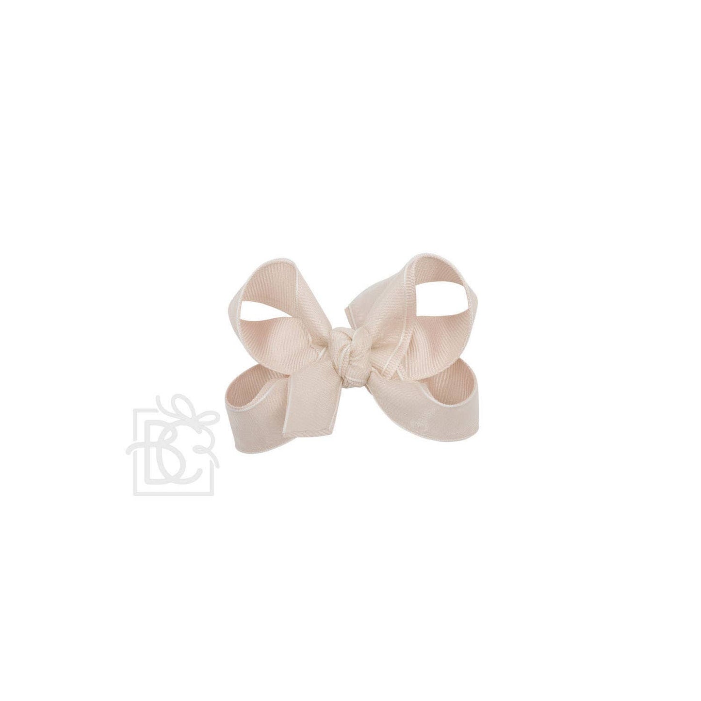 LAYERED ORGANZA/GROSGRAIN BOW ON CLIP: 6.5" Jumbo - 2.25" Ribbons on Lg. Alligator Clip / VANILLA