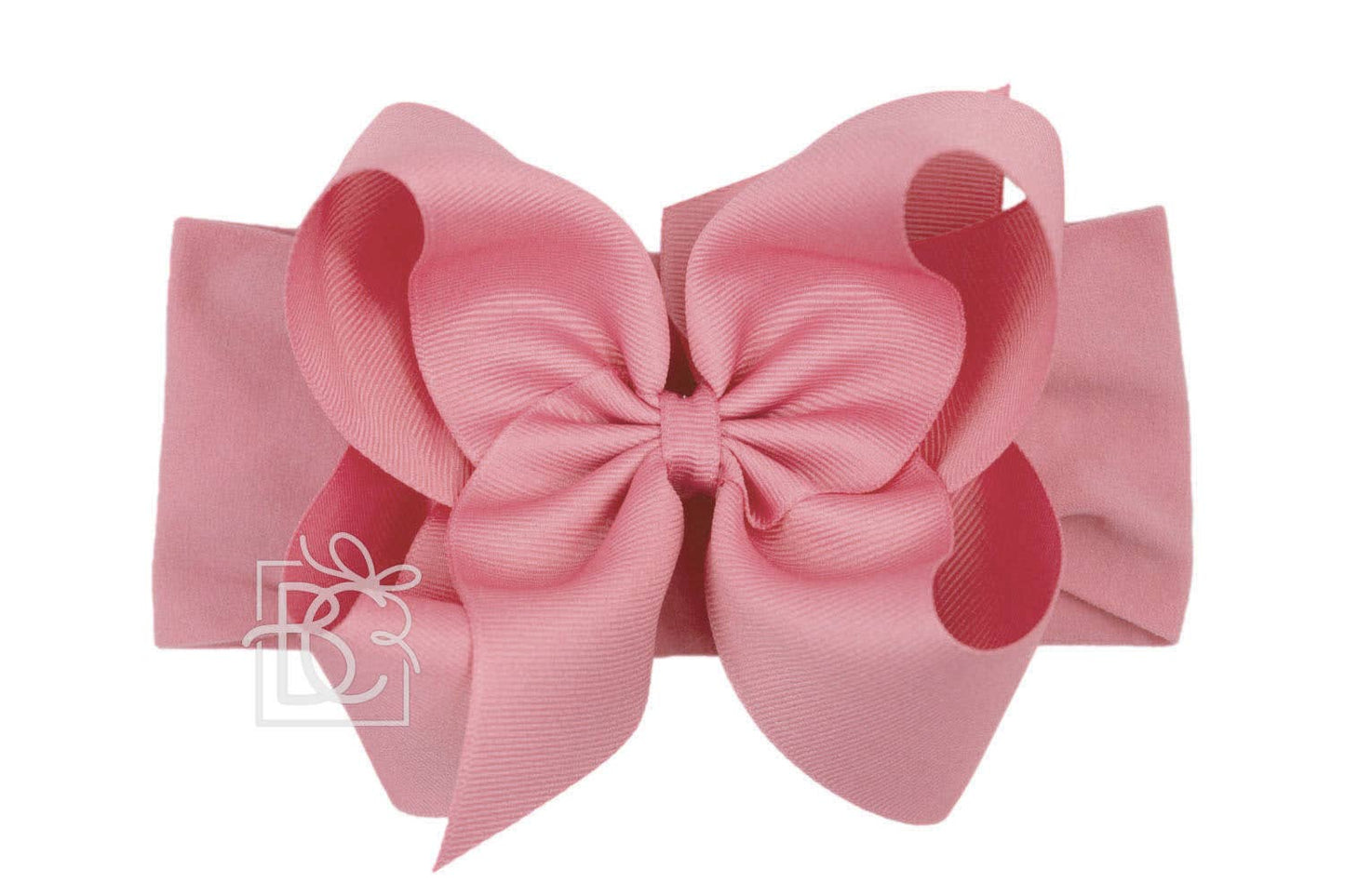 WIDE PANTYHOSE HEADBAND W/CLASSIC GROSGRAIN BOW: MAUVE / 0-3 Months / 5.5" Huge