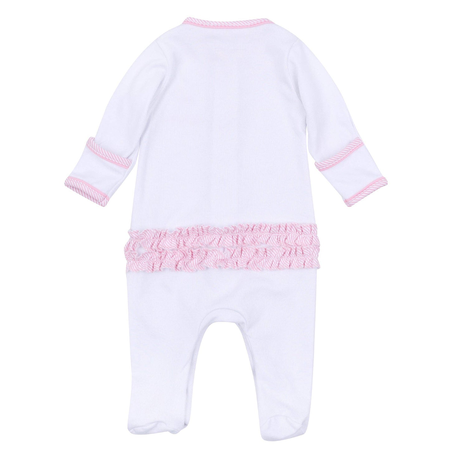 Magnolia Baby Santa Baby Embroidered Baby's First Christmas Ruffle Footie - Pink