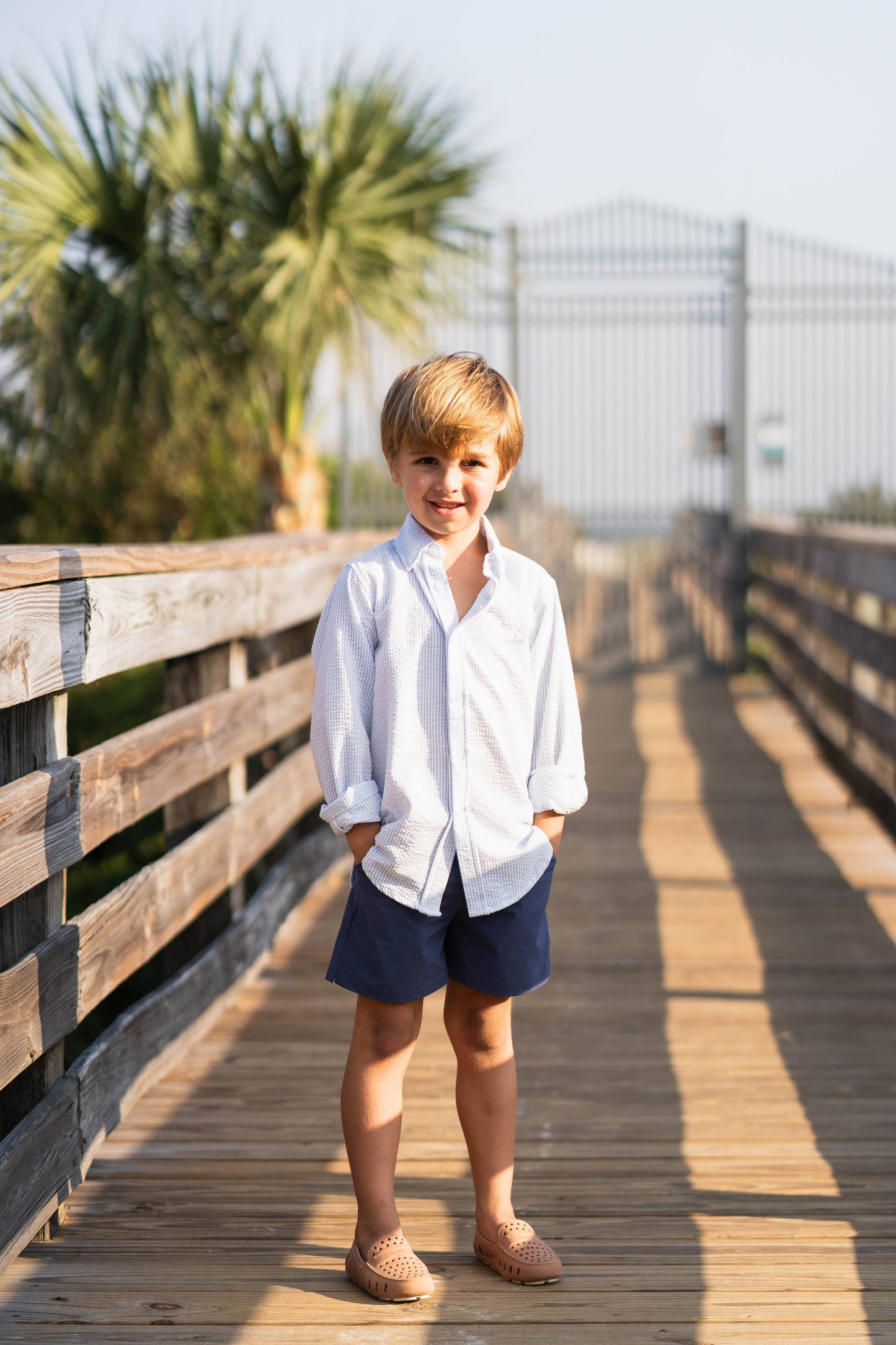 Saltwater Boys Co. Carter Oxford Shirt: Light Blue Seersucker