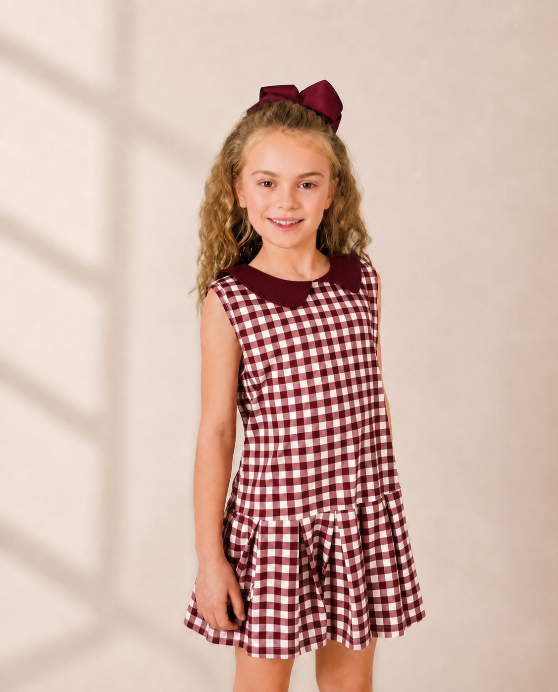 Maroon Gingham Game Day Dress