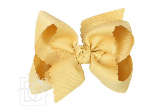 SCALLOPED EDGE BOW: Lemonde / 5.5" Extra Large - 2.25" Ribbon on Alligator Clip