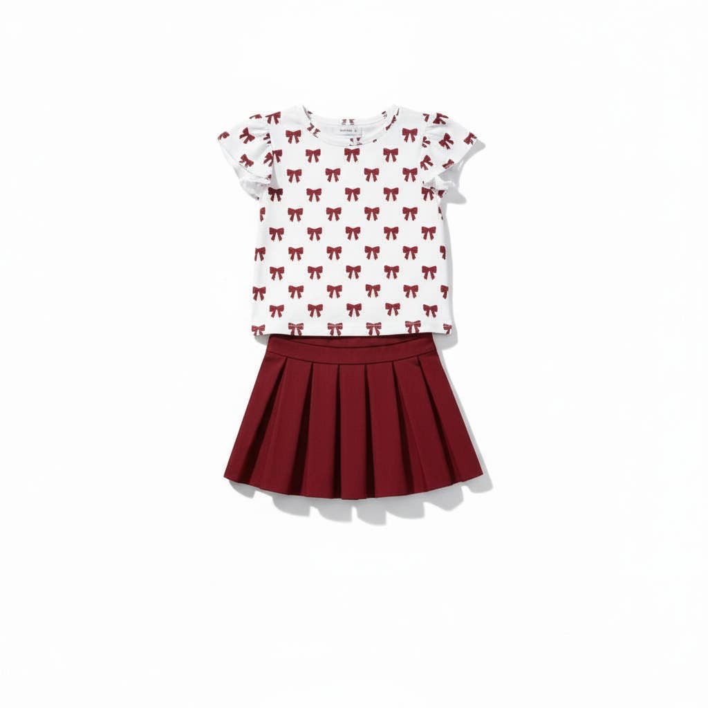 Ruffled Sleeve Cheer Set Maroon