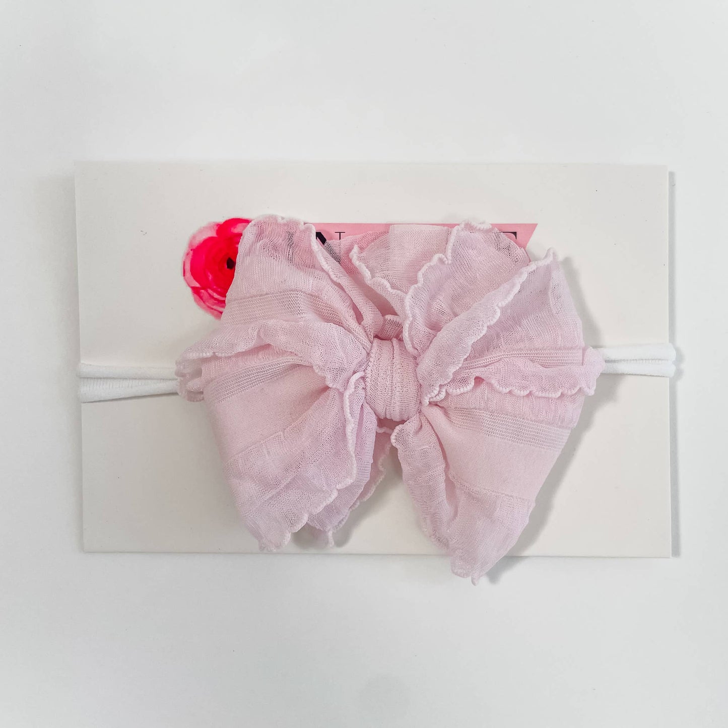 Skinny Mini Ruffled Headband- Baby Pink